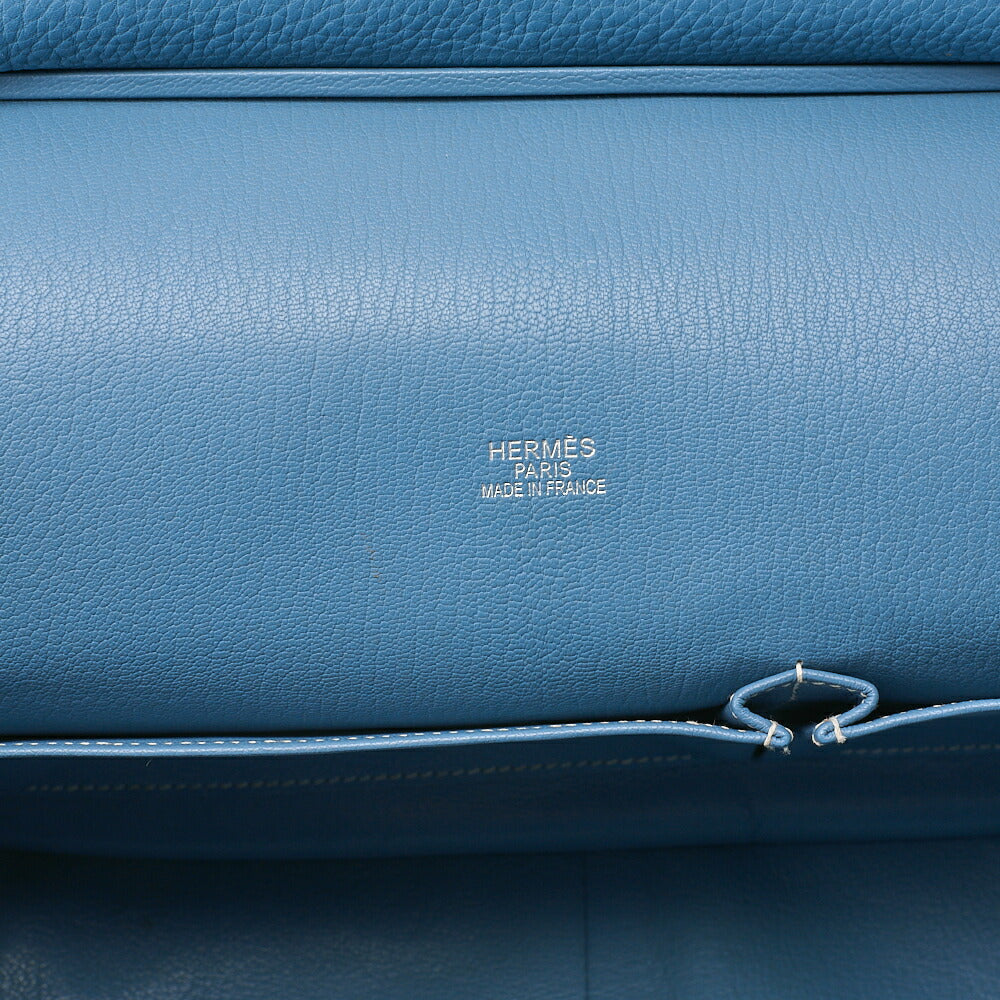 HERMES Gypsy 34 Shoulder Bag Tryon Clemence Blue Jean Silver-Tone Hardware, Pre-Owned