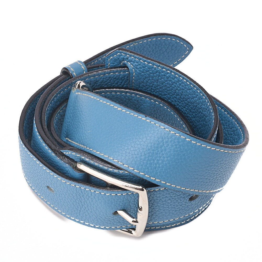 HERMES Gypsy 34 Shoulder Bag Tryon Clemence Blue Jean Silver-Tone Hardware, Pre-Owned