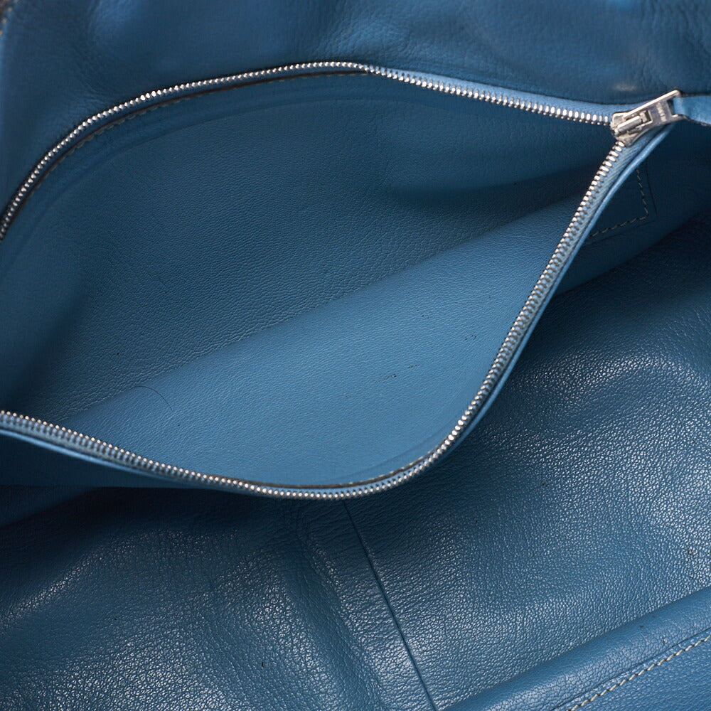 HERMES Gypsy 34 Shoulder Bag Tryon Clemence Blue Jean Silver-Tone Hardware, Pre-Owned
