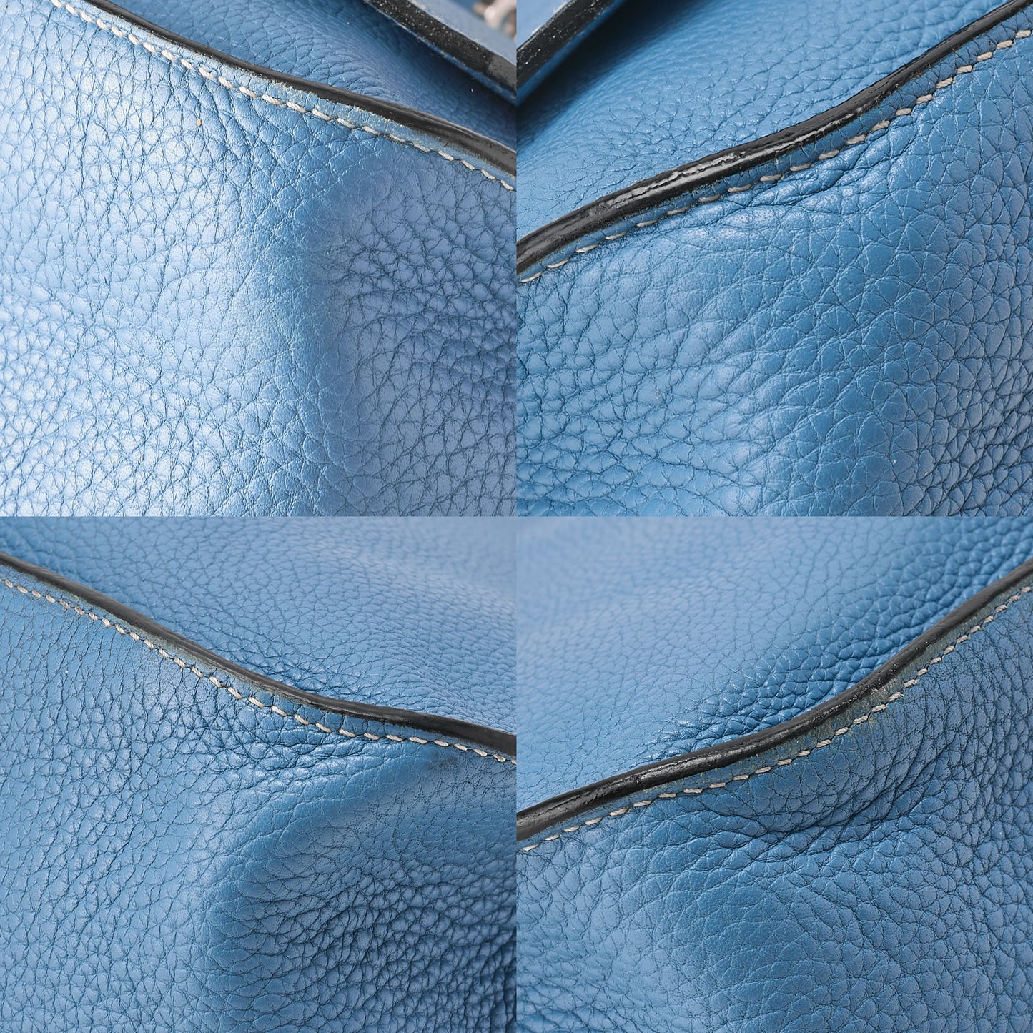 HERMES Gypsy 34 Shoulder Bag Tryon Clemence Blue Jean Silver-Tone Hardware, Pre-Owned