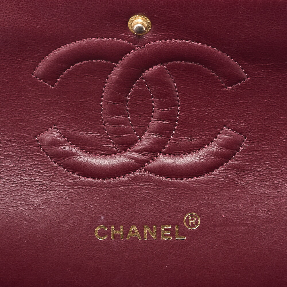 CHANEL Shoulder Bag Matelassé Double Flap 25cm Chain Shoulder Lambskin Black Gold-Tone Hardware, Pre-Owned