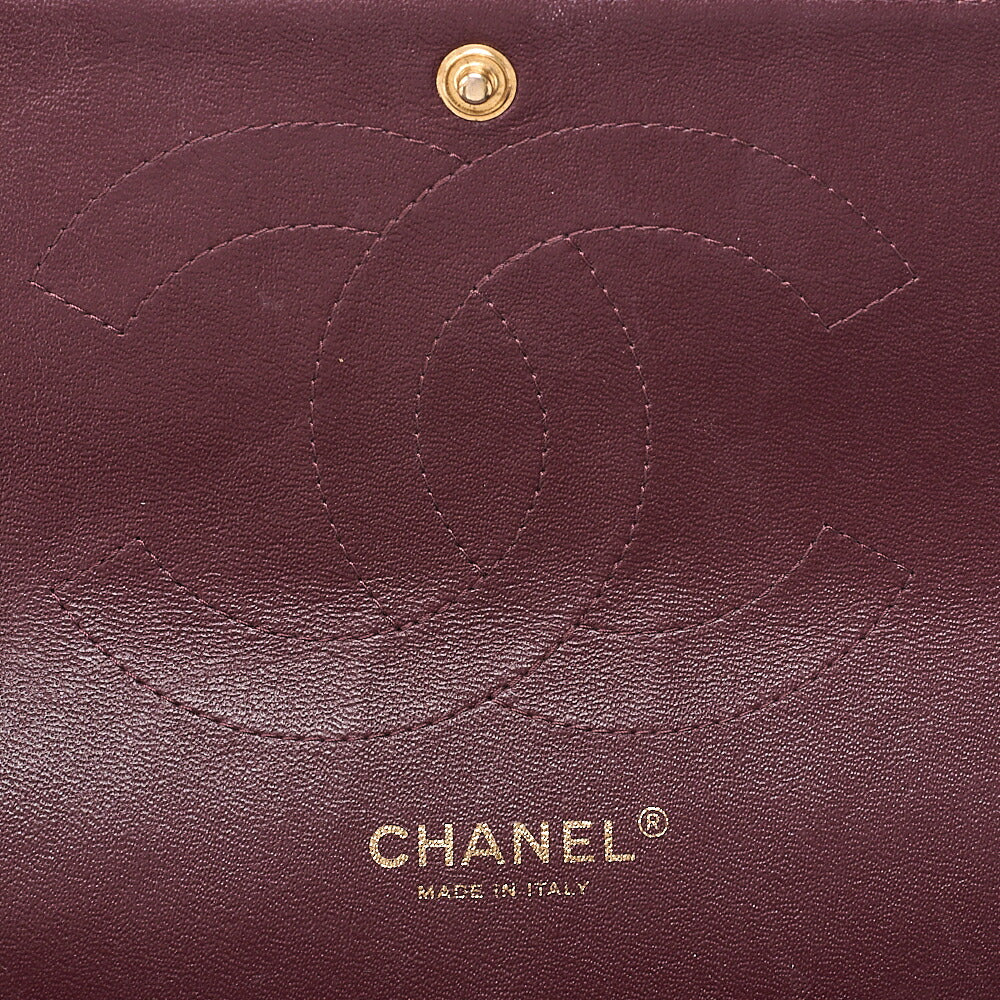 CHANEL Chain Shoulder Bag Deca Matelassé Double Flap 30cm Caviar Skin Black Gold-Tone Hardware, Pre-Owned