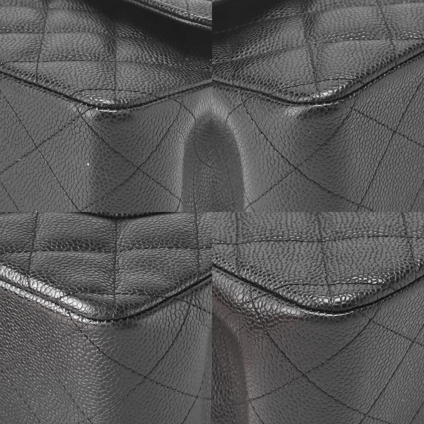 CHANEL Chain Shoulder Bag Deca Matelassé Double Flap 30cm Caviar Skin Black Gold-Tone Hardware, Pre-Owned