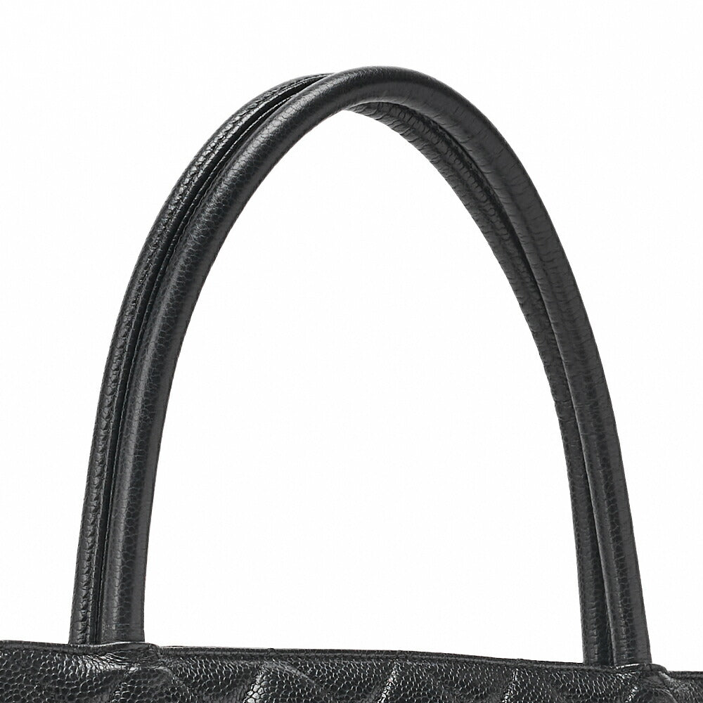 CHANEL Matelassé Reprint Tote Caviar Skin Black Silver-Tone Hardware, Pre-Owned