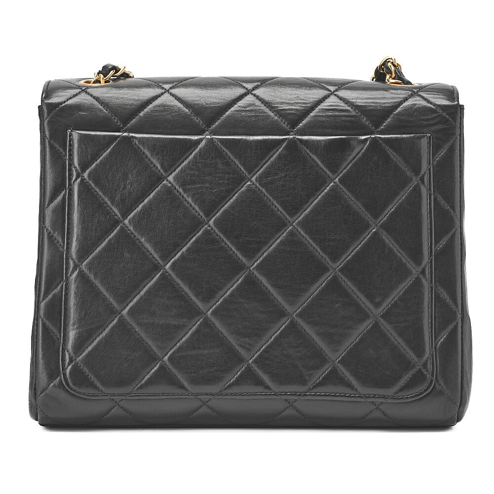 CHANEL Chain Shoulder Bag Matelassé Turnlock Square Lambskin Black Gold-Tone Hardware, Pre-Owned