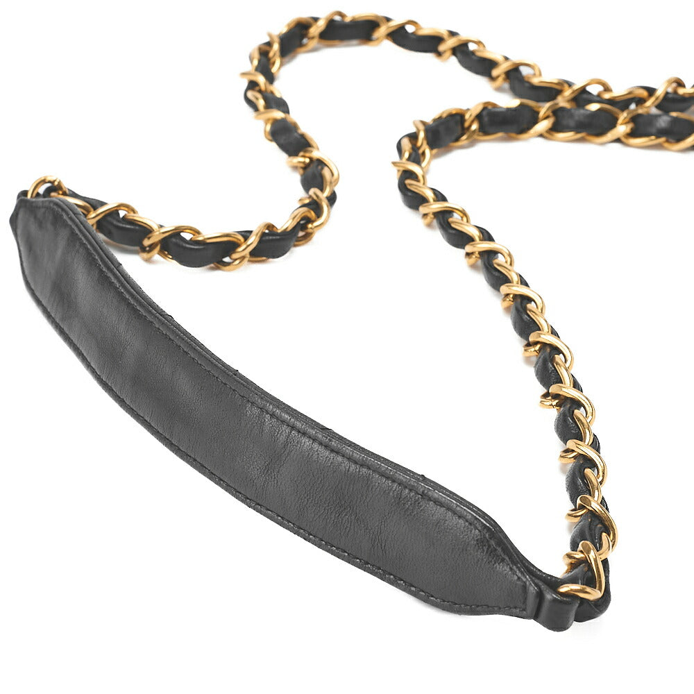 CHANEL Chain Shoulder Bag Matelassé Turnlock Square Lambskin Black Gold-Tone Hardware, Pre-Owned