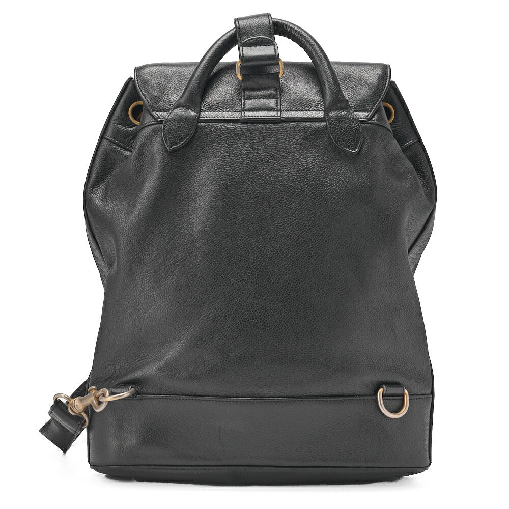 CHANEL One Shoulder Backpack Caviar Skin Big Coco Mark Black Gold-Tone Hardware, Pre-Owned
