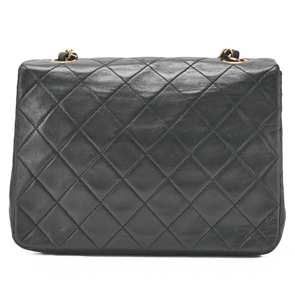 CHANEL Chain Shoulder Bag Mini Matelassé 20cm Lambskin Black Single Flap Turnlock Gold-Tone Hardware, Pre-Owned