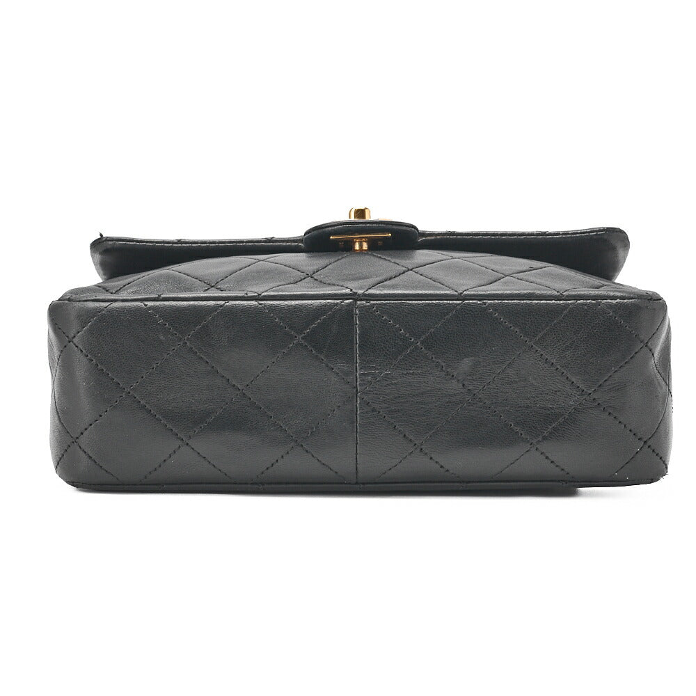 CHANEL Chain Shoulder Bag Mini Matelassé 20cm Lambskin Black Single Flap Turnlock Gold-Tone Hardware, Pre-Owned