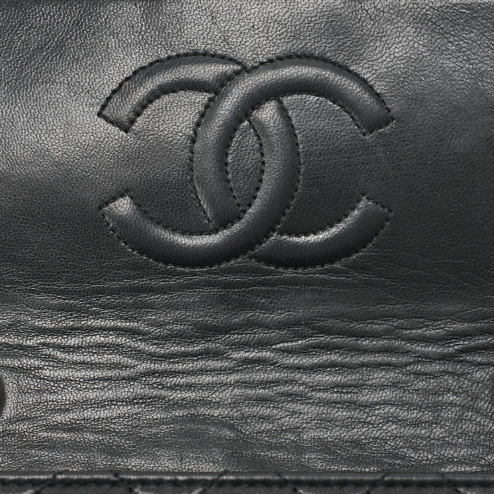 CHANEL Chain Shoulder Bag Mini Matelassé 20cm Lambskin Black Single Flap Turnlock Gold-Tone Hardware, Pre-Owned