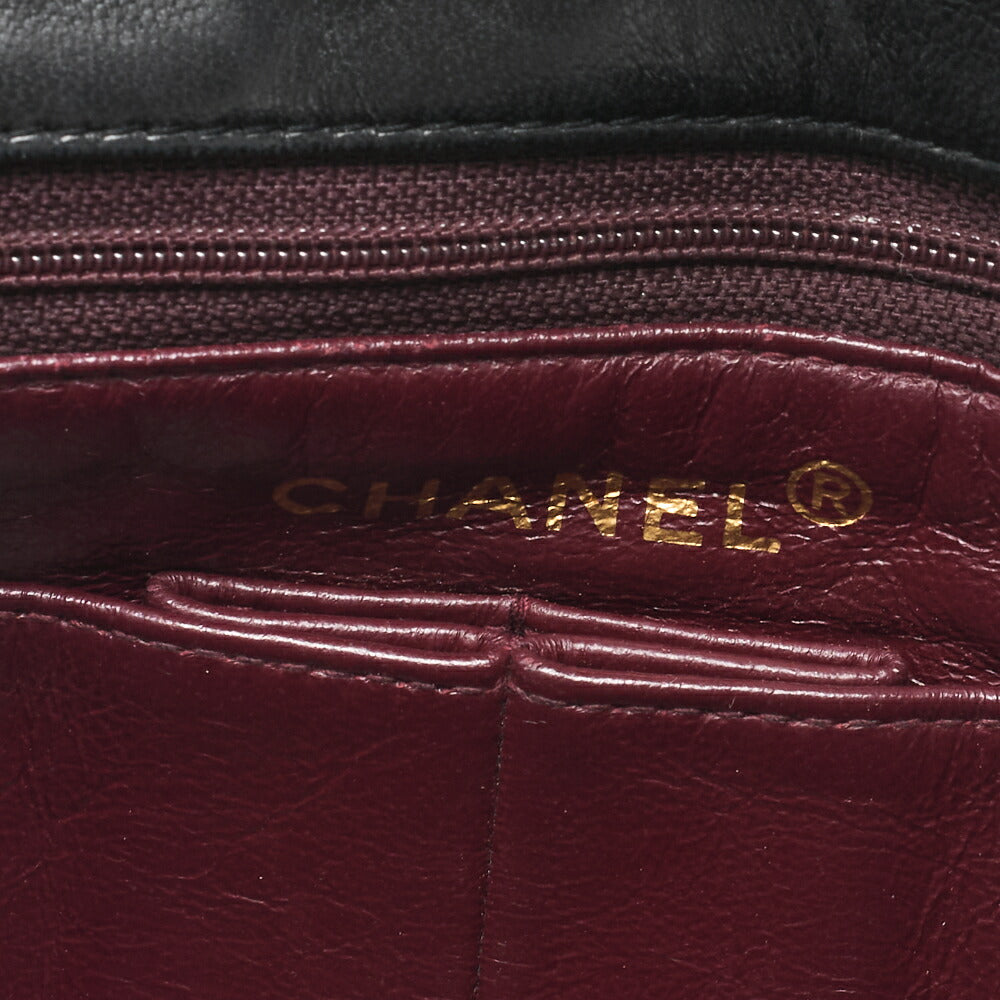 CHANEL Chain Shoulder Bag Mini Matelassé 20cm Lambskin Black Single Flap Turnlock Gold-Tone Hardware, Pre-Owned