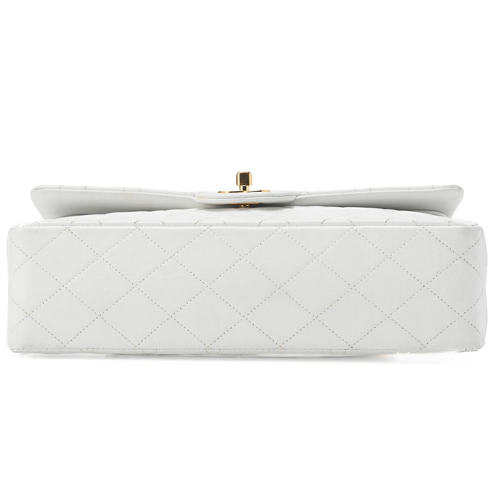 CHANEL Shoulder Bag Matelassé Double Flap 25cm Chain Shoulder Lambskin White Gold-Tone Hardware, Pre-Owned