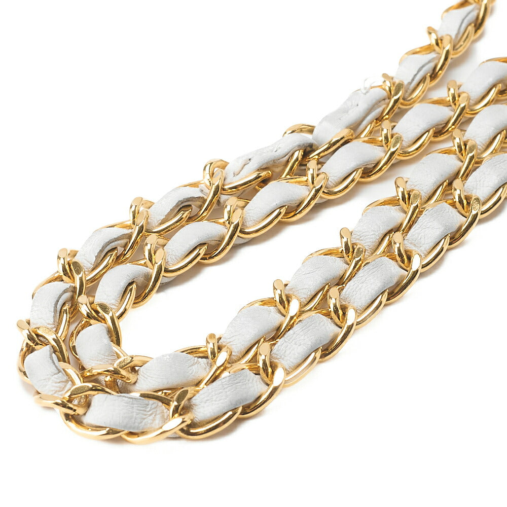 CHANEL Shoulder Bag Matelassé Double Flap 25cm Chain Shoulder Lambskin White Gold-Tone Hardware, Pre-Owned