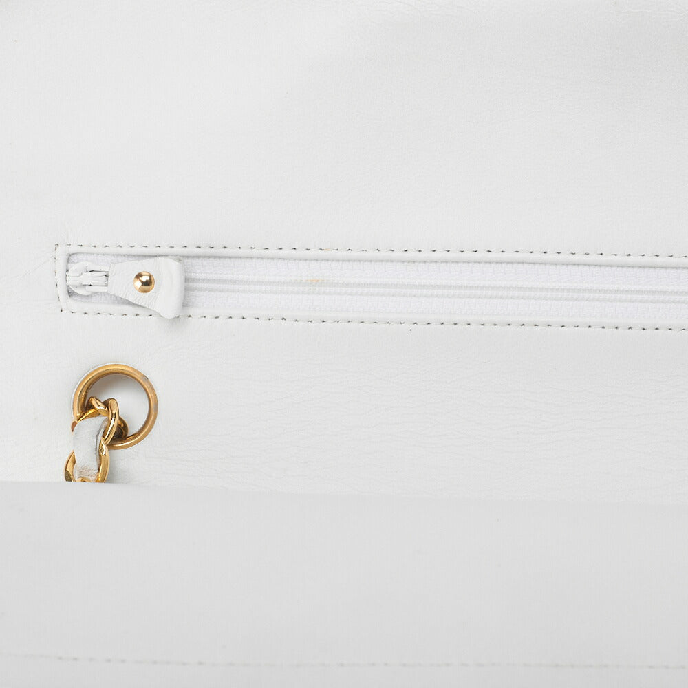 CHANEL Shoulder Bag Matelassé Double Flap 25cm Chain Shoulder Lambskin White Gold-Tone Hardware, Pre-Owned