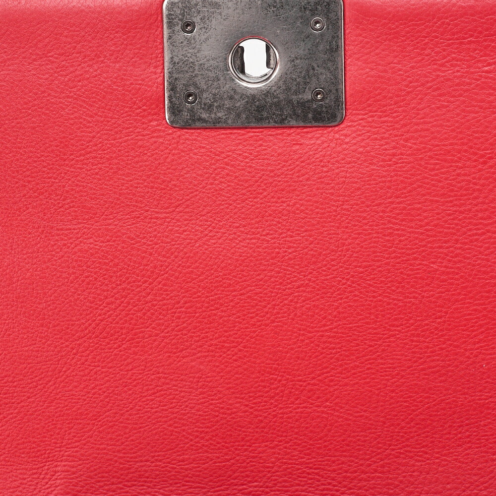 CHANEL Boy Chanel Matelassé Chain Shoulder Calfskin Red Silver-Tone Hardware, Pre-Owned