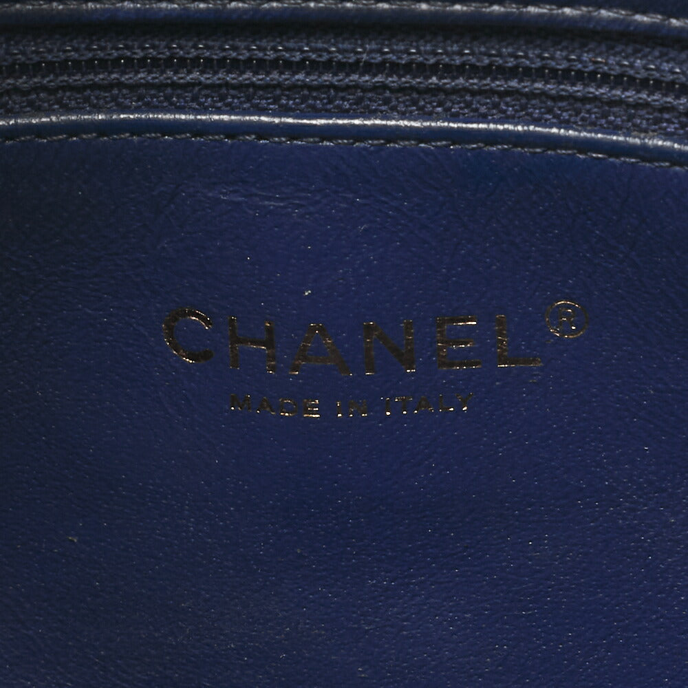 CHANEL Chain Shoulder Matelassé Bicolore Calfskin Navy Gold-Tone Hardware, Pre-Owned
