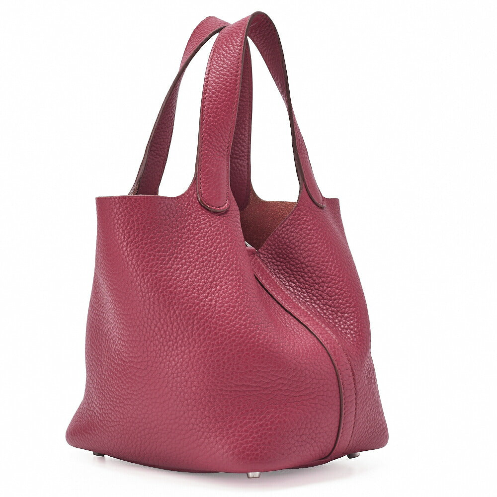 HERMES Picotan Lock PM Handbag Tryon Clemence Rouge casaque Silver-Tone Hardware, Pre-Owned