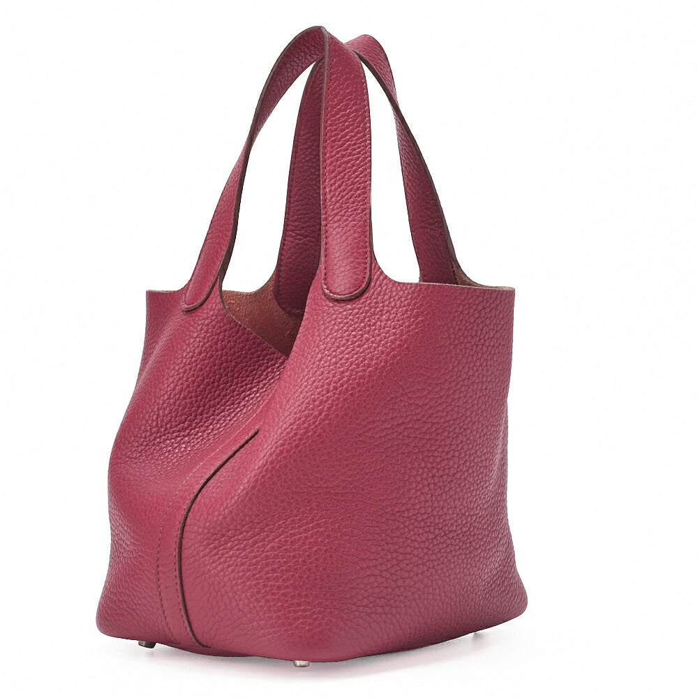 HERMES Picotan Lock PM Handbag Tryon Clemence Rouge casaque Silver-Tone Hardware, Pre-Owned