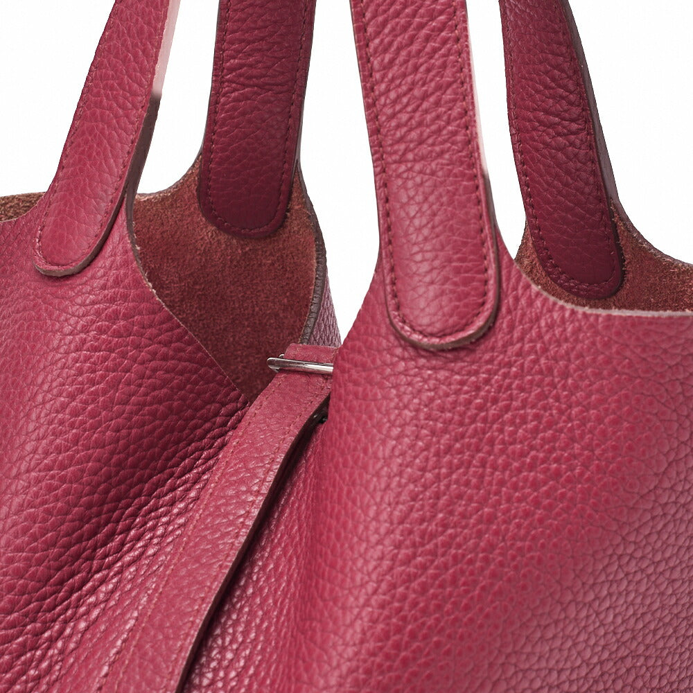 HERMES Picotan Lock PM Handbag Tryon Clemence Rouge casaque Silver-Tone Hardware, Pre-Owned