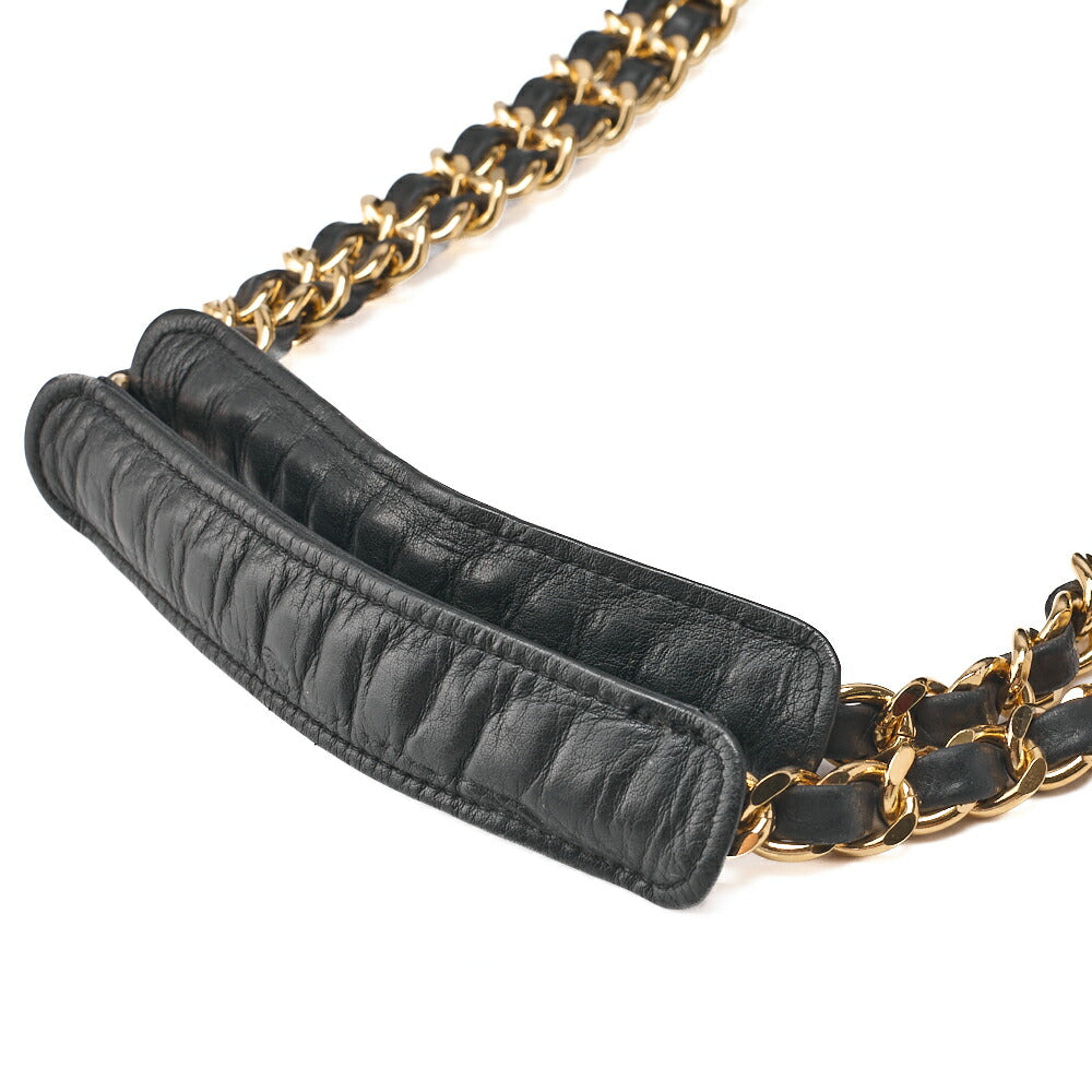 CHANEL Shoulder Bag Supermodel Coco Mark Big Coco Double Chain Shoulder Lambskin Black Gold-Tone Hardware, Pre-Owned