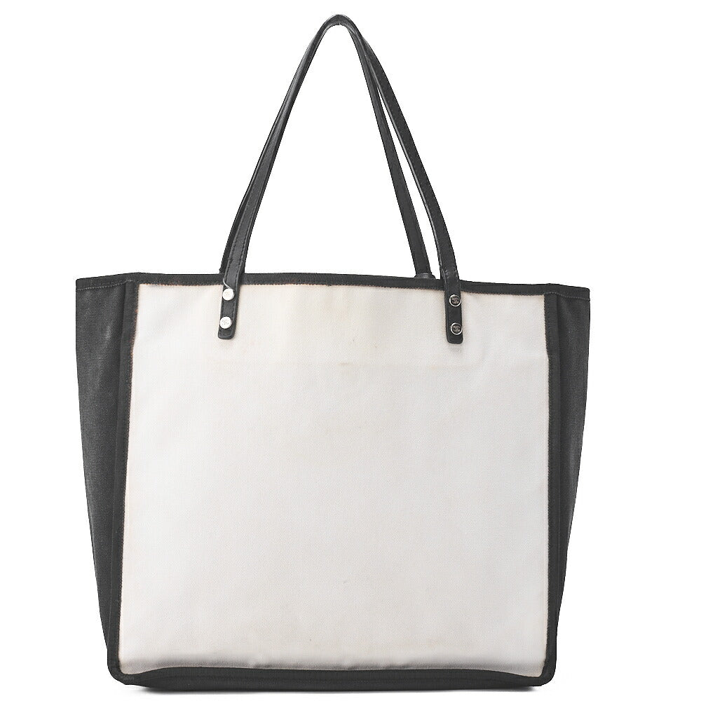 CHANEL Tote Bag Coco Mark Canvas with Whistle Charm White x Black Silver-Tone Hardware, Pre-Owned