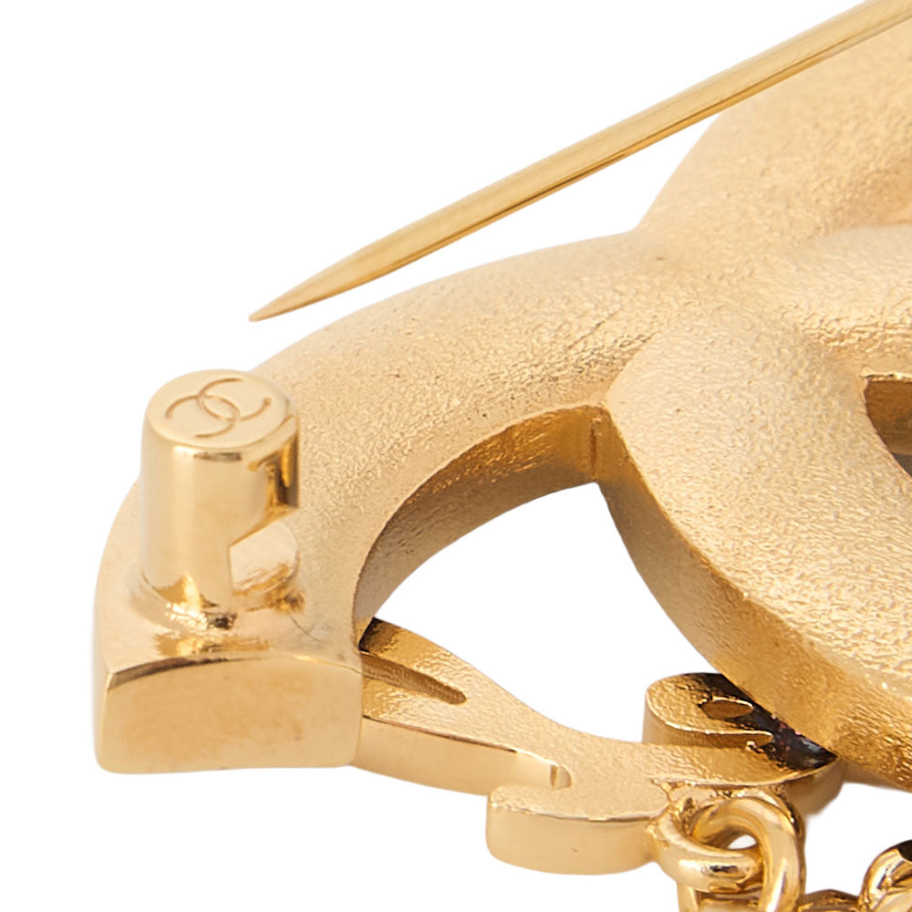 CHANEL CC Mark Star Lame Brooch Pin I24C Gold-Tone Hardware, Pre-Owned