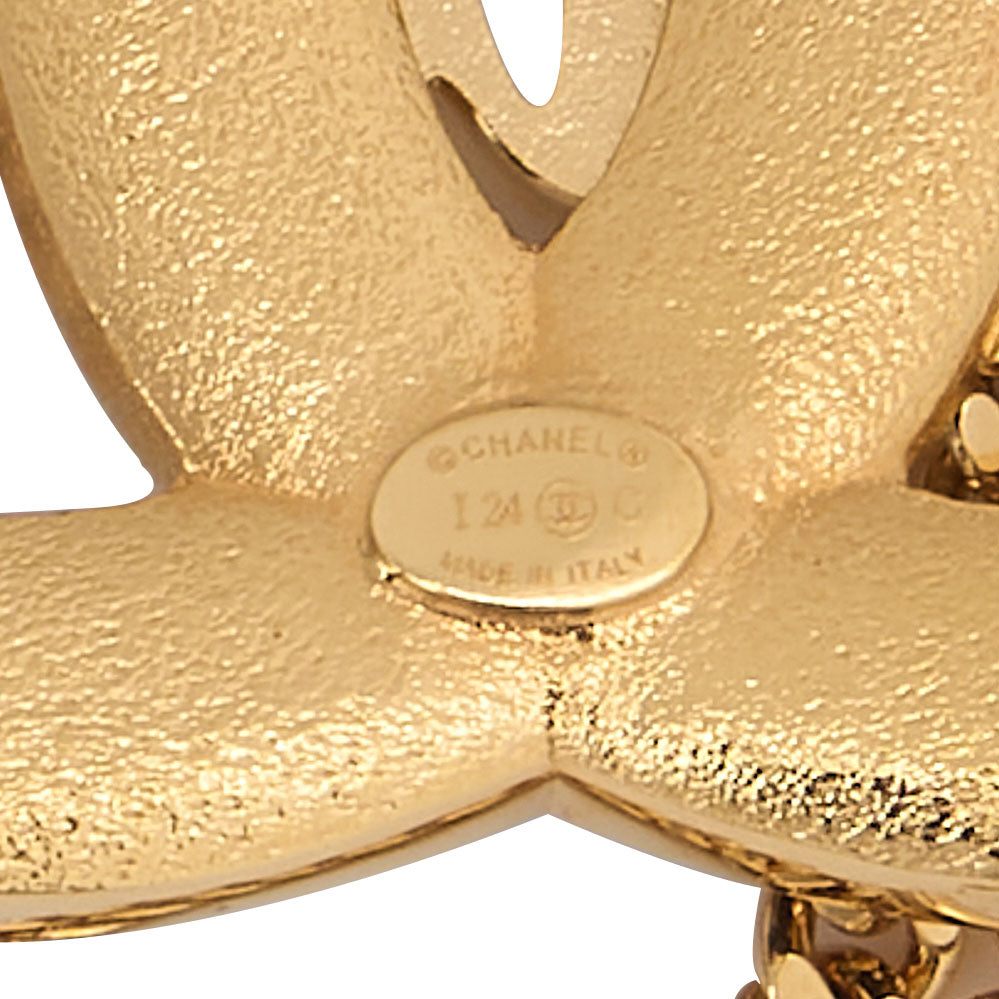 CHANEL CC Mark Star Lame Brooch Pin I24C Gold-Tone Hardware, Pre-Owned