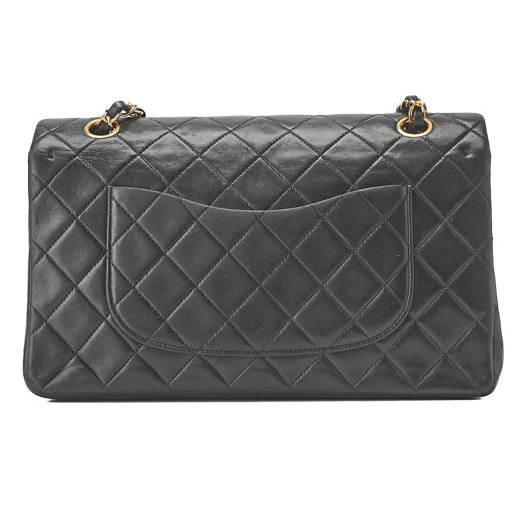 CHANEL Shoulder Bag Matelassé Double Flap 25cm Chain Shoulder Lambskin Black Gold-Tone Hardware, Pre-Owned
