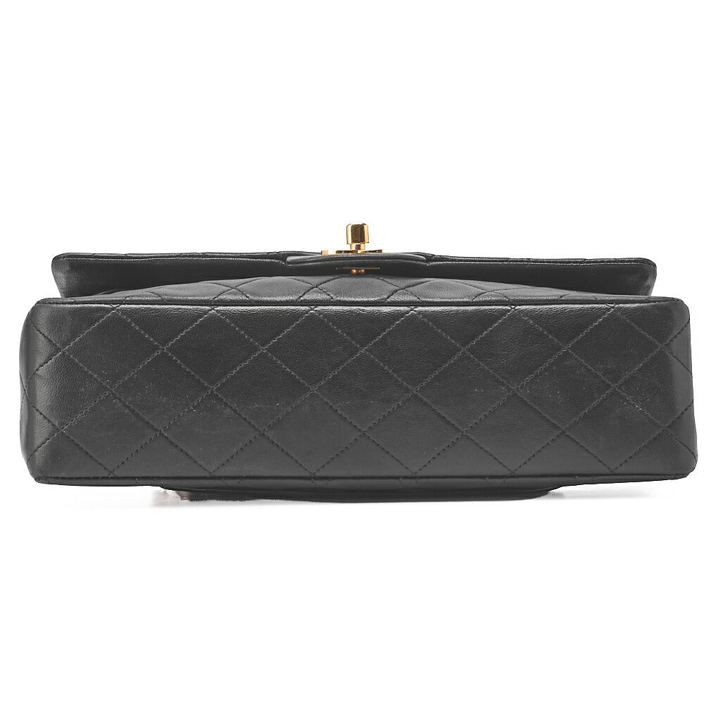CHANEL Shoulder Bag Matelassé Double Flap 25cm Chain Shoulder Lambskin Black Gold-Tone Hardware, Pre-Owned
