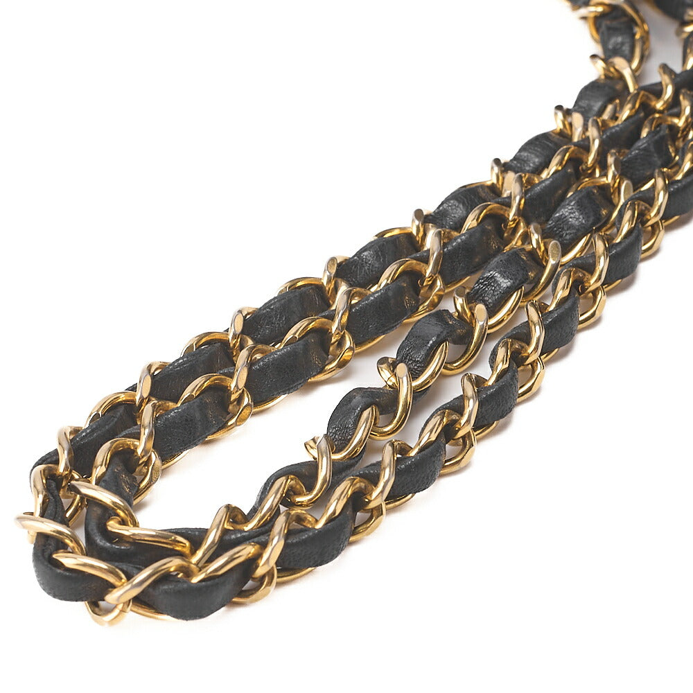 CHANEL Shoulder Bag Matelassé Double Flap 25cm Chain Shoulder Lambskin Black Gold-Tone Hardware, Pre-Owned