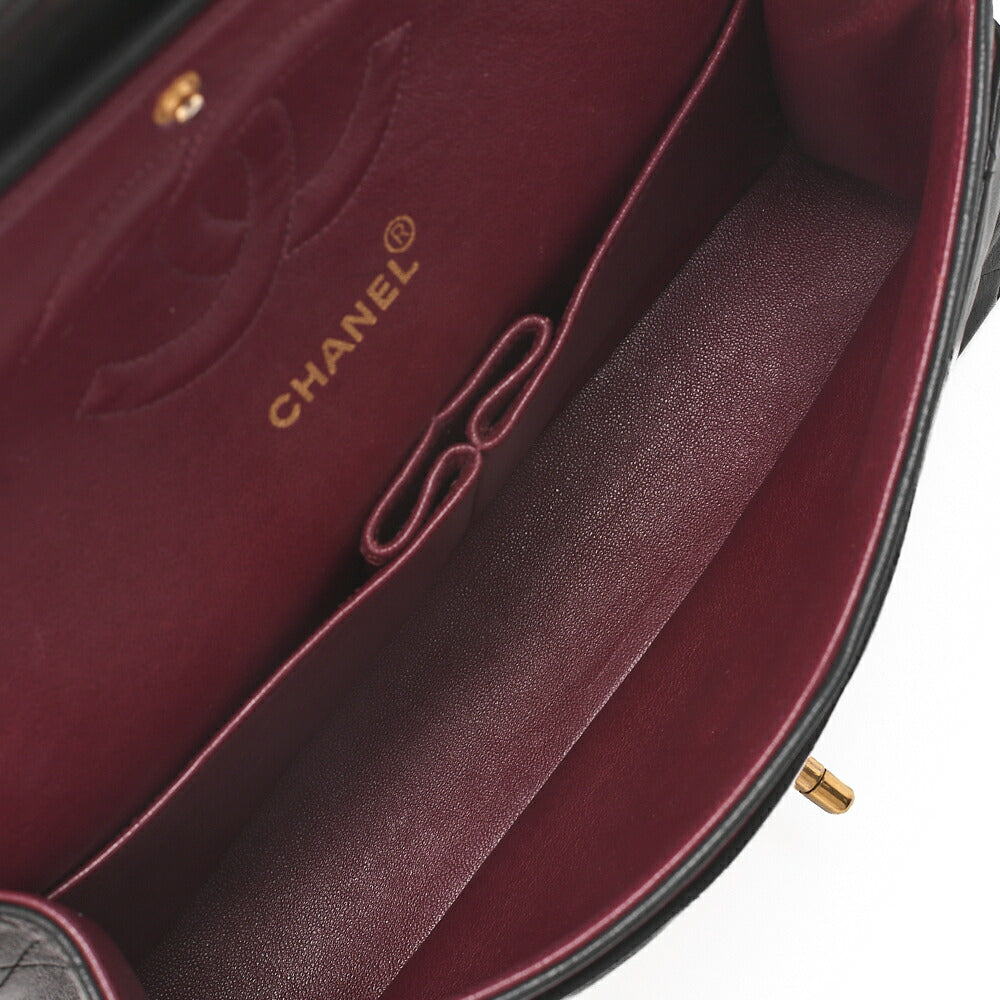 CHANEL Shoulder Bag Matelassé Double Flap 25cm Chain Shoulder Lambskin Black Gold-Tone Hardware, Pre-Owned