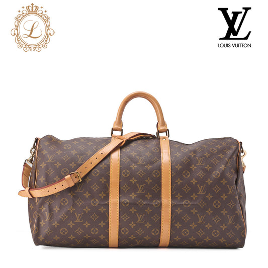 LOUIS VUITTON Louis Vuitton Monogram Keepol bandouliere 55 Boston Bag Brown Gold-Tone Hardware, Pre-Owned