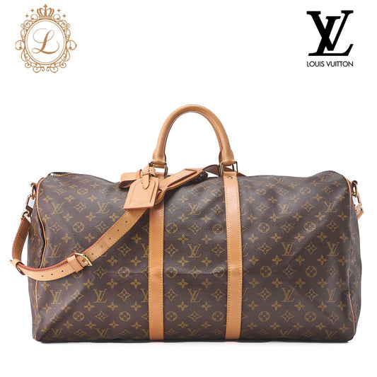 LOUIS VUITTON Louis Vuitton Monogram Keepol bandouliere 55 Boston Bag Brown Gold-Tone Hardware, Pre-Owned