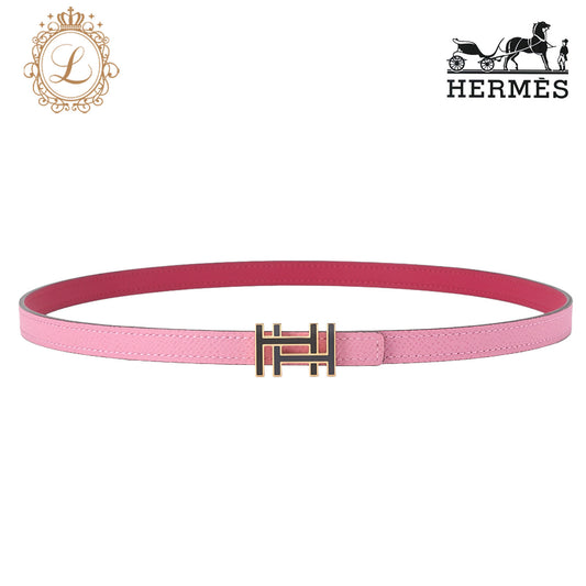 HERMES H O Carr? Vos Swift x Vos Epson Belt Pink Gold-Tone Hardware, Pre-Owned