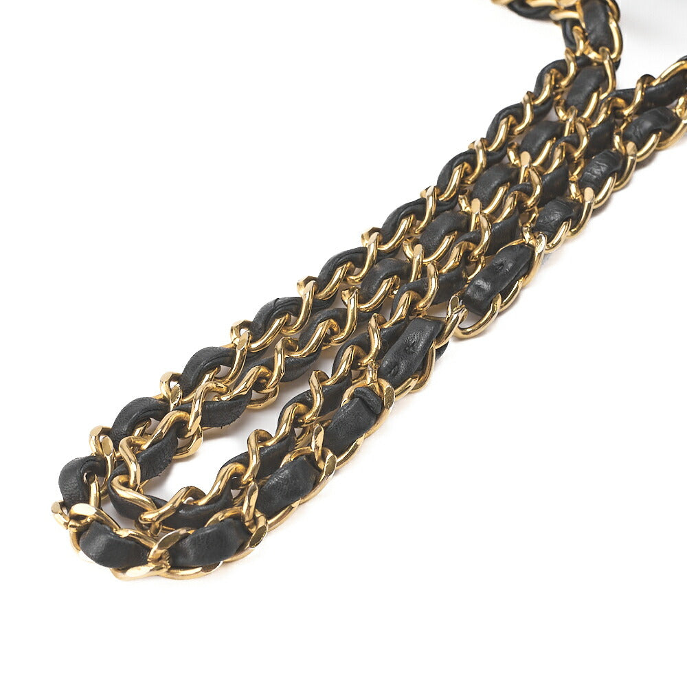 CHANEL Chain Shoulder Bag Matelassé Double Flap 23cm Lambskin Black Gold-Tone Hardware, Pre-Owned