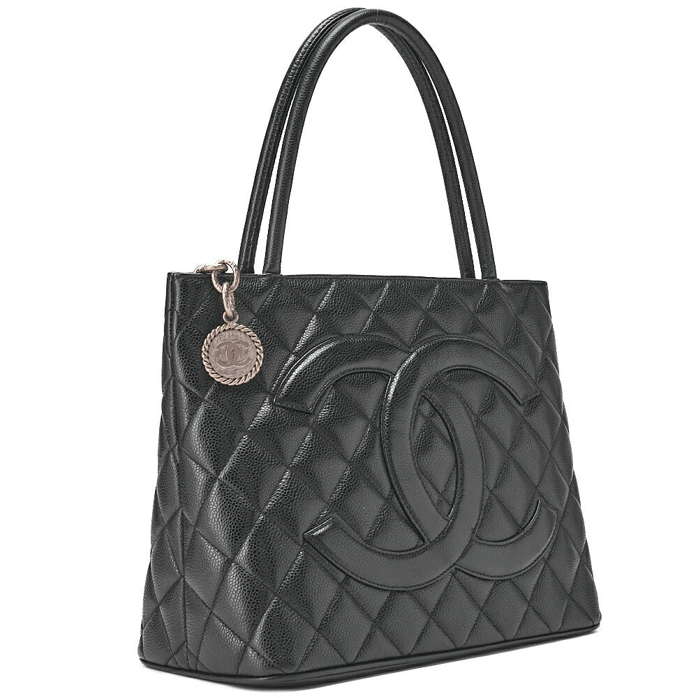 CHANEL Matelassé Reprint Tote Caviar Skin Black Silver-Tone Hardware, Pre-Owned