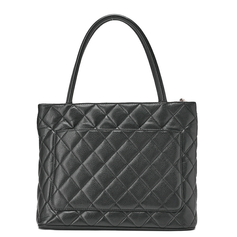 CHANEL Matelassé Reprint Tote Caviar Skin Black Silver-Tone Hardware, Pre-Owned