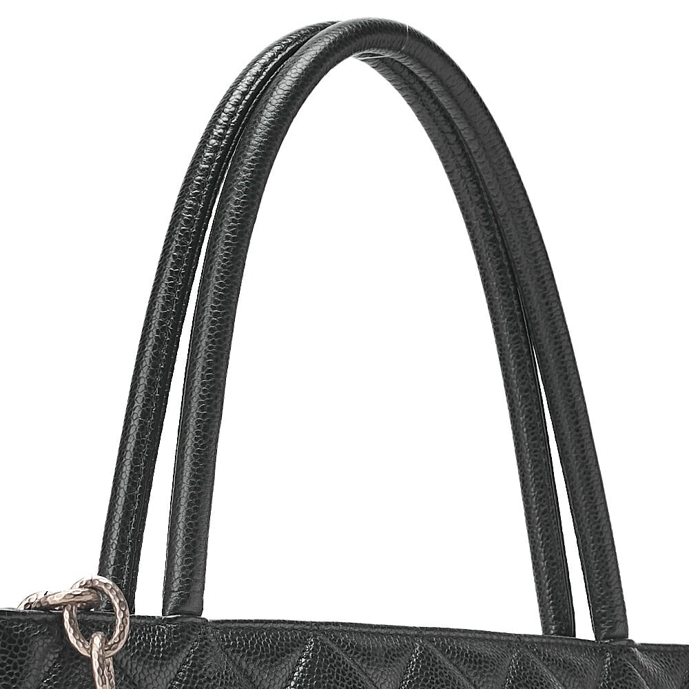 CHANEL Matelassé Reprint Tote Caviar Skin Black Silver-Tone Hardware, Pre-Owned