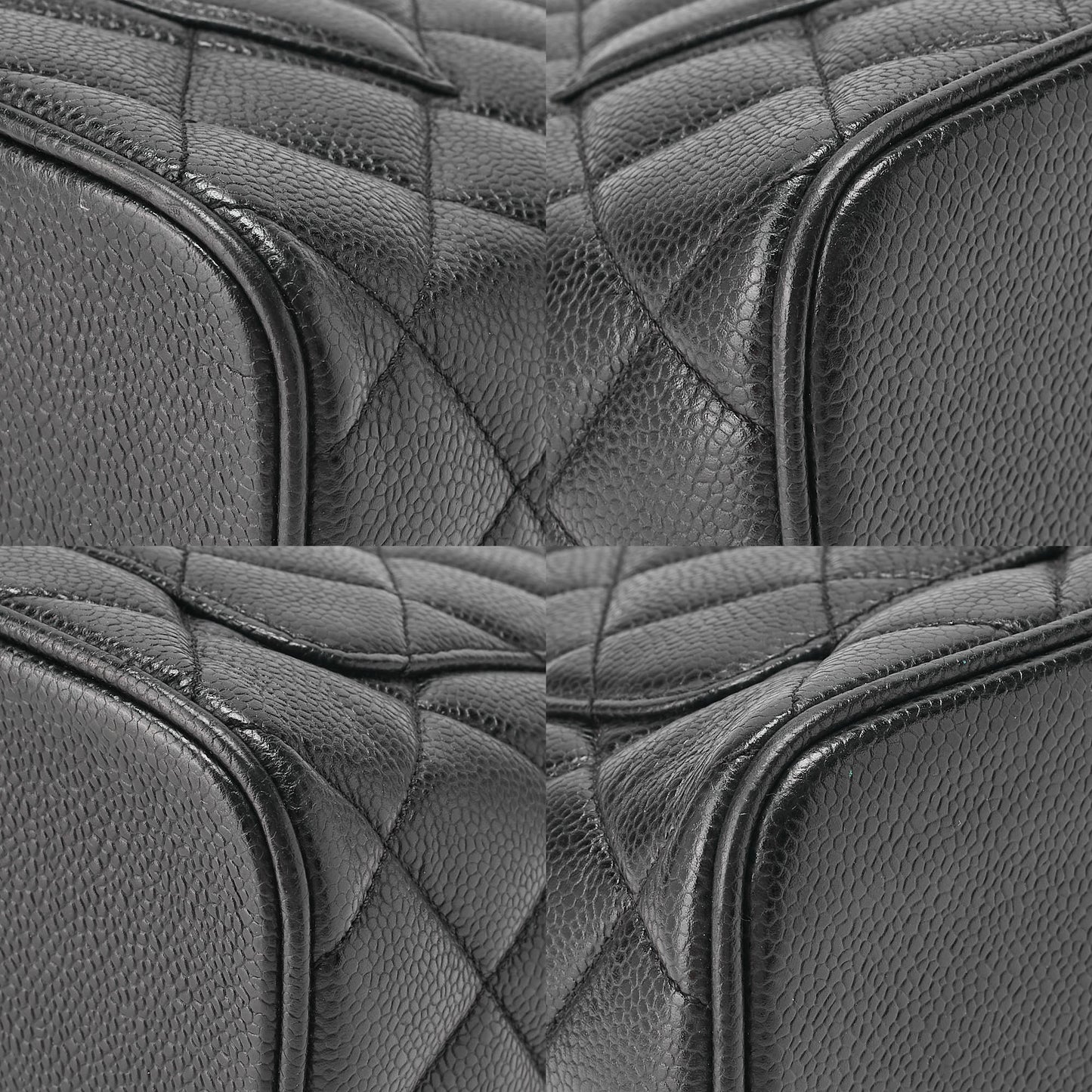 CHANEL Matelassé Reprint Tote Caviar Skin Black Silver-Tone Hardware, Pre-Owned
