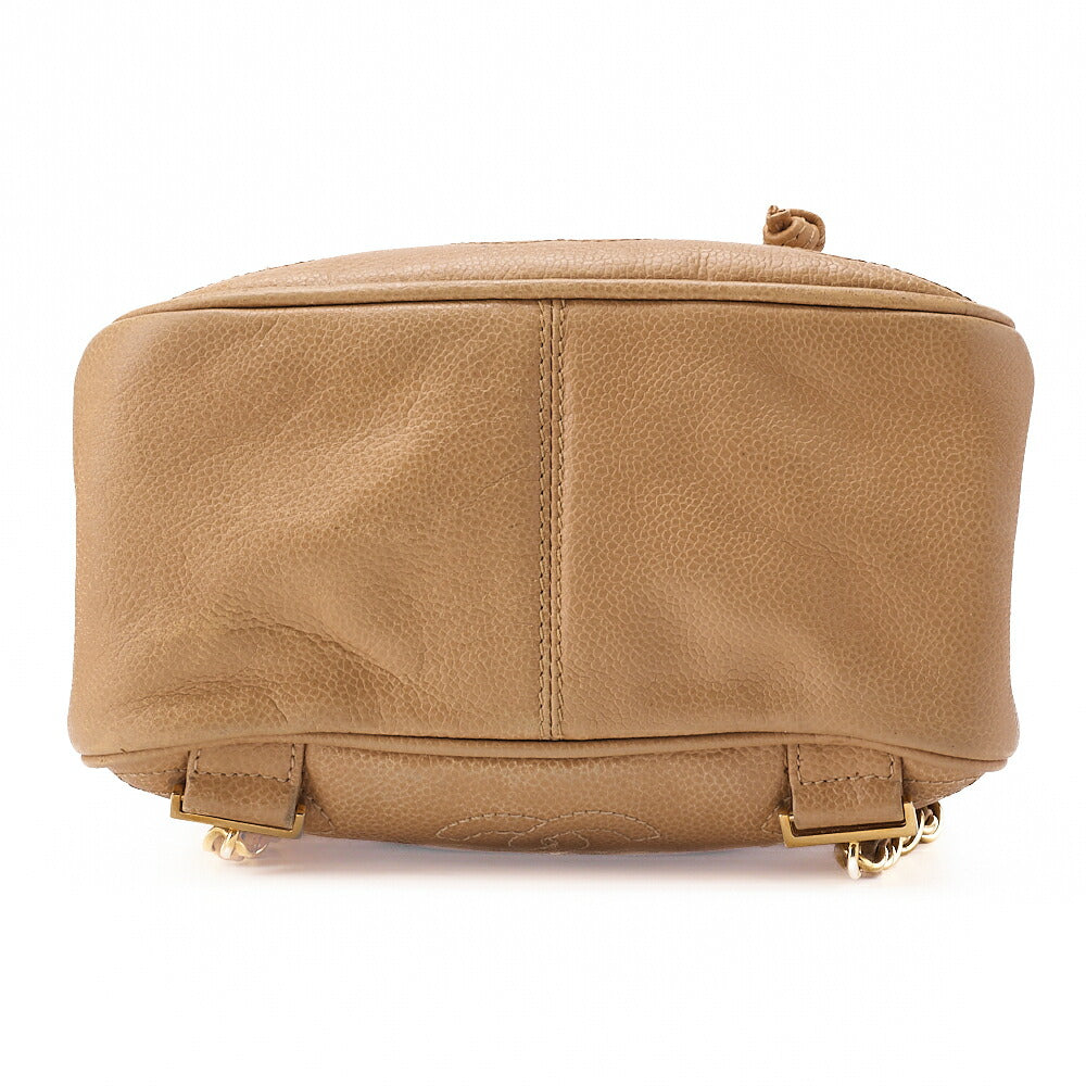 CHANEL Backpack Caviar Skin Triple Coco Turnlock Beige Gold-Tone Hardware, Pre-Owned