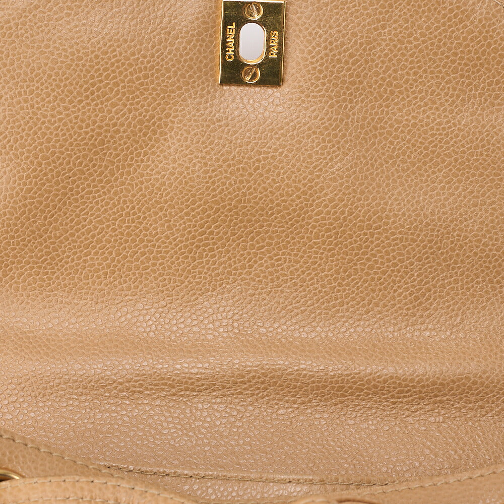 CHANEL Backpack Caviar Skin Triple Coco Turnlock Beige Gold-Tone Hardware, Pre-Owned