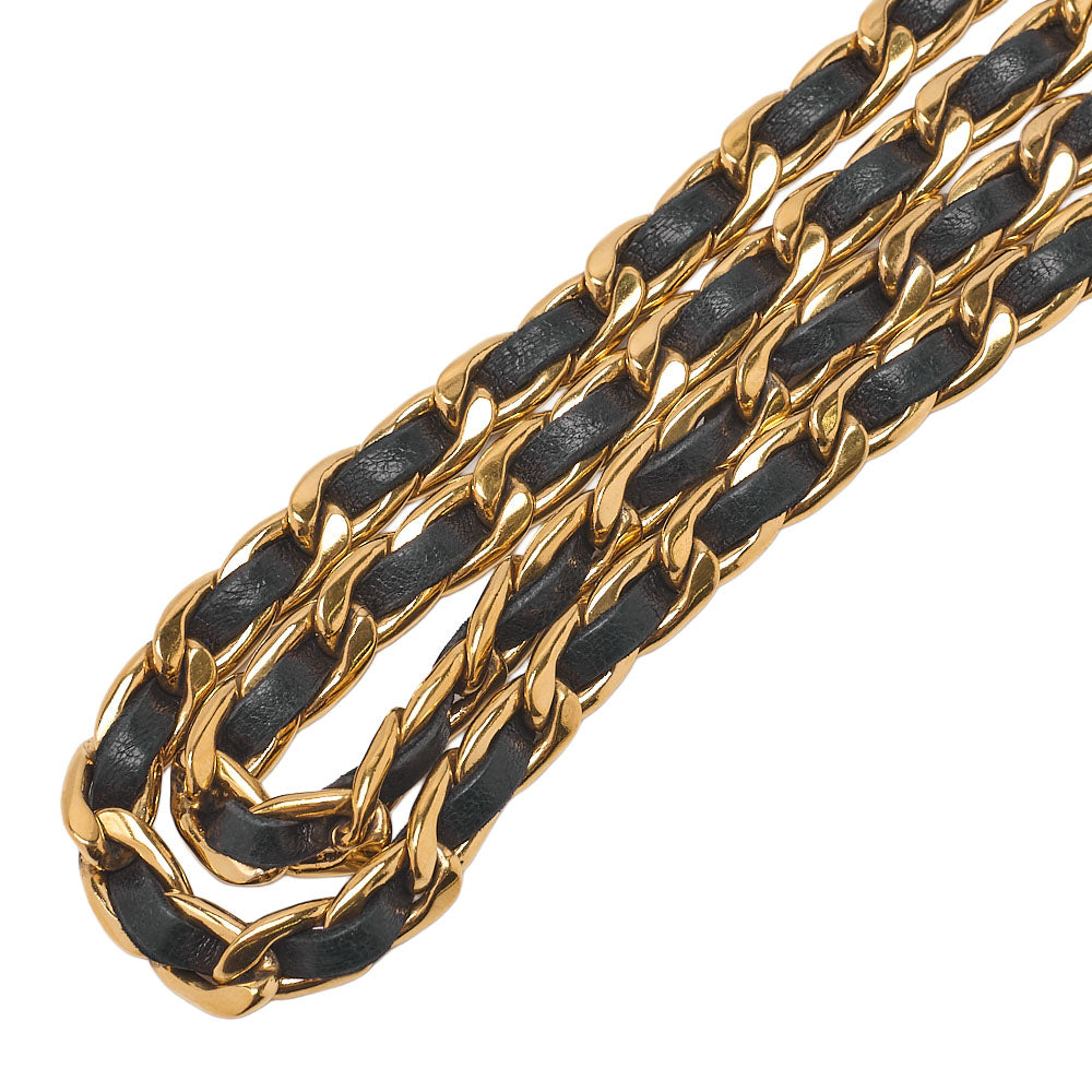 CHANEL Cocomark Chain Belt GP x Leather Black x Gold (Gold-Tone Hardware, Pre-Owned