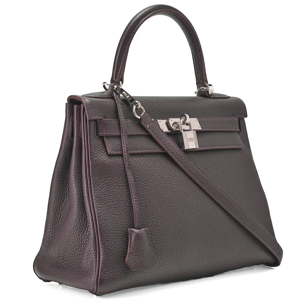 HERMES Kelly 28 Handbag Inner Stitch Togo Rezan Silver-Tone Hardware, Pre-Owned