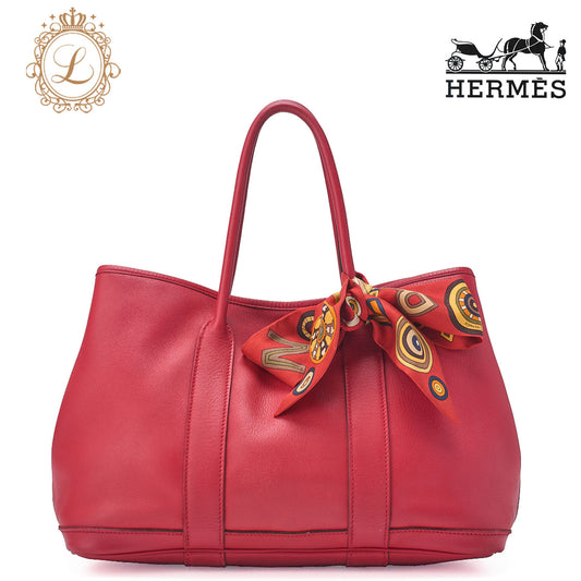 HERMES Garden Twilly TPM Tote Bag Swift Vermillion Silver-Tone Hardware, Pre-Owned