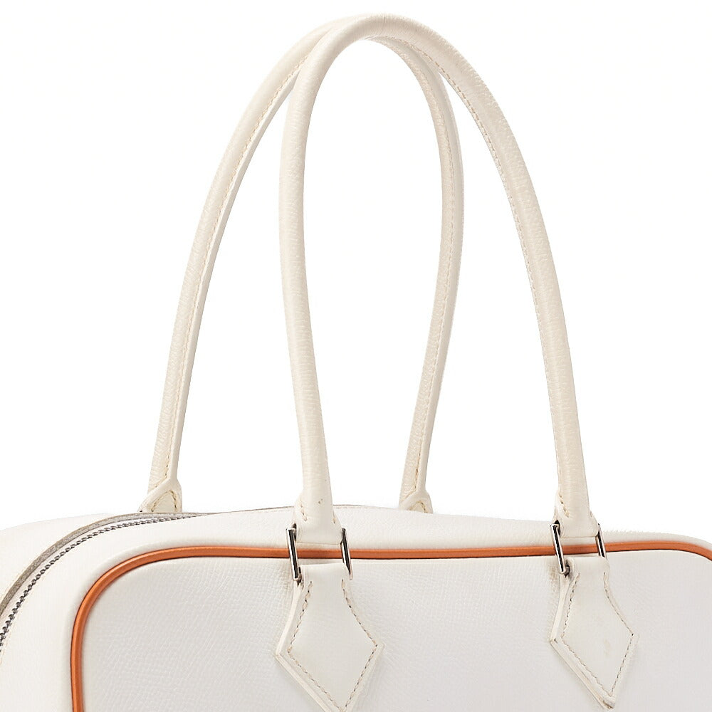 HERMES Bloom 28 Tote Bag Epson White x Orange Silver-Tone Hardware, Pre-Owned