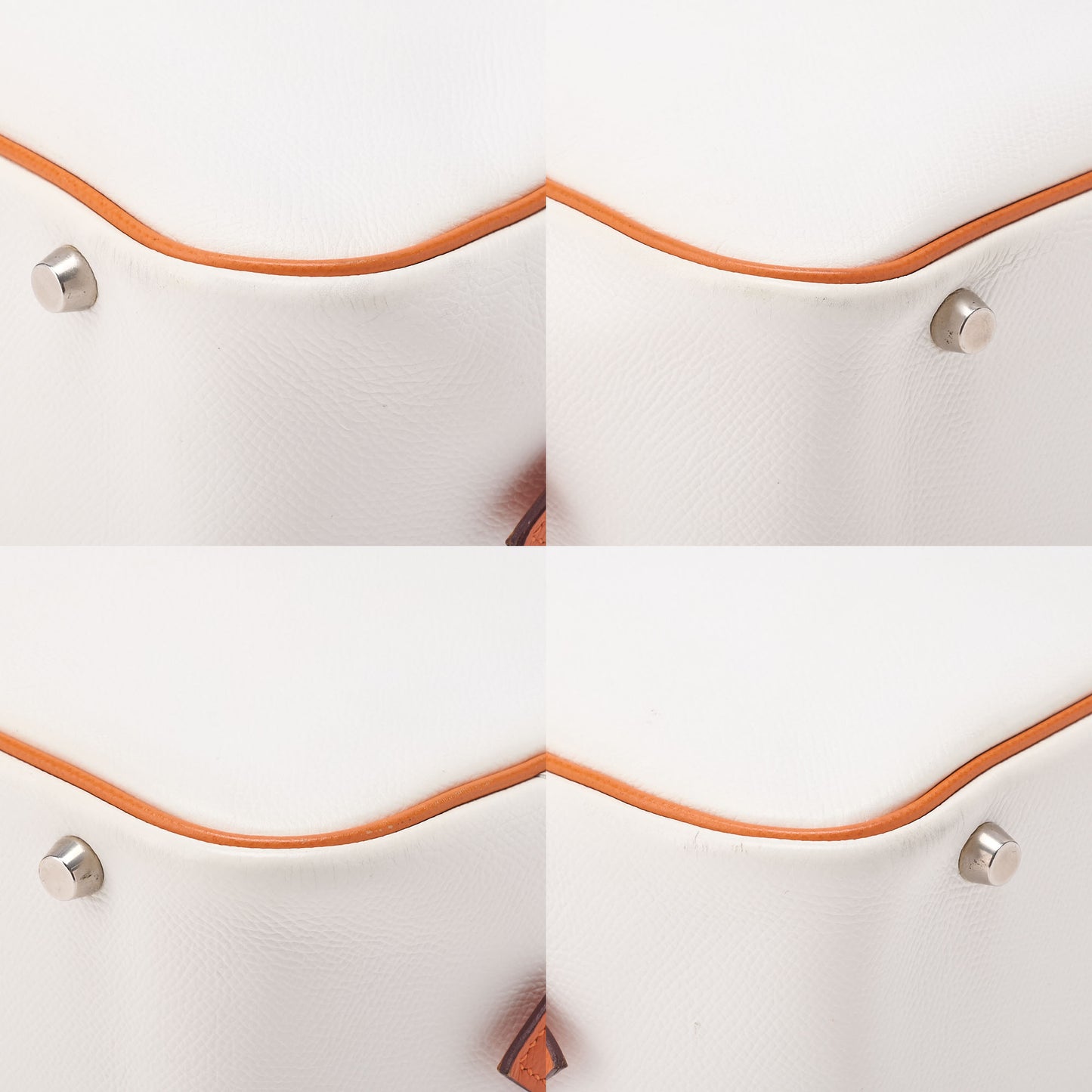HERMES Bloom 28 Tote Bag Epson White x Orange Silver-Tone Hardware, Pre-Owned