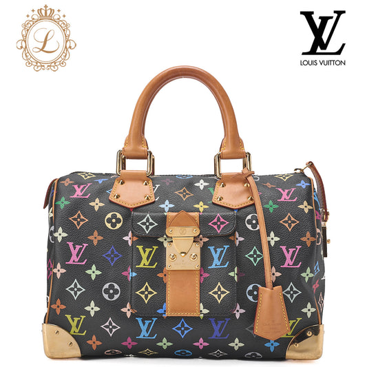 LOUIS VUITTON Louis Vuitton Monogram Multicolor Speedy 30 Handbag M92642 Gold-Tone Hardware, Pre-Owned