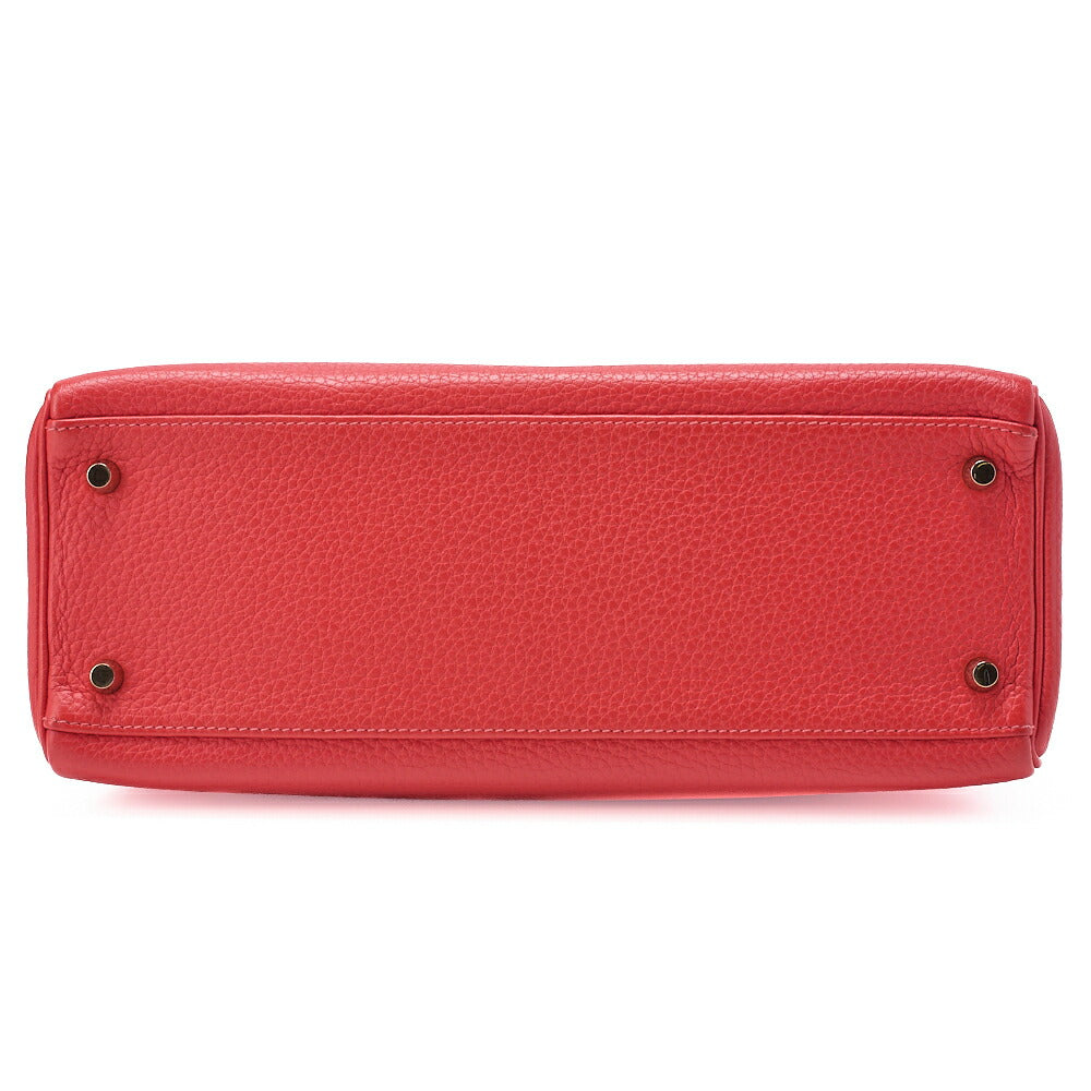 HERMES Kelly 32 Handbag Inseam Tryon Clemence Rouge Viff Gold-Tone Hardware, Pre-Owned