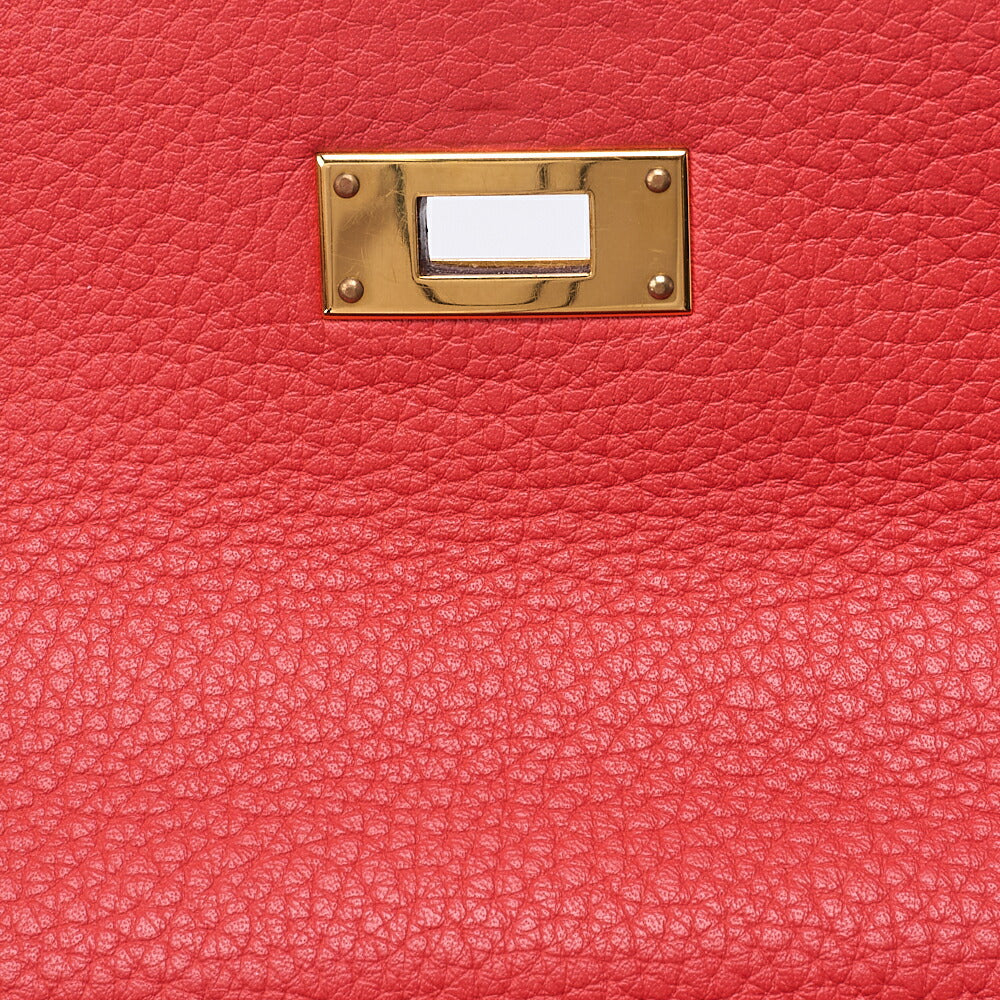HERMES Kelly 32 Handbag Inseam Tryon Clemence Rouge Viff Gold-Tone Hardware, Pre-Owned