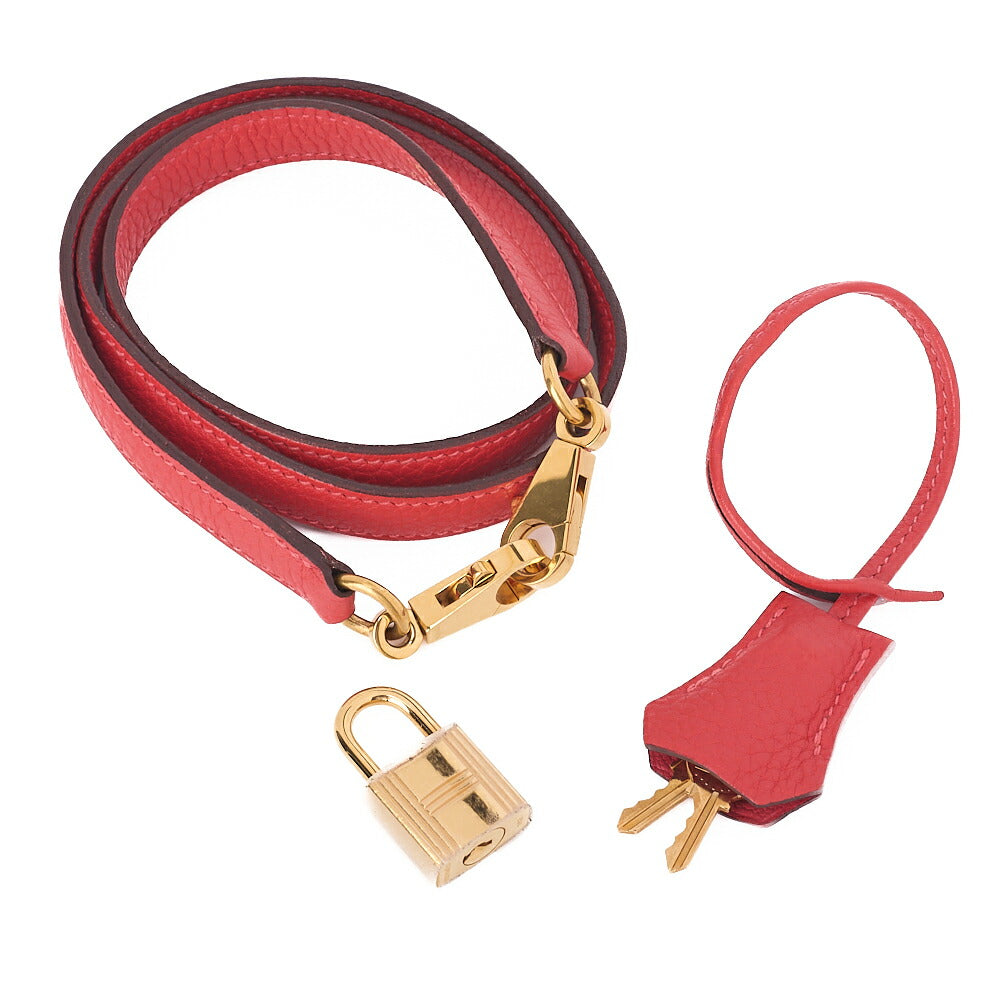 HERMES Kelly 32 Handbag Inseam Tryon Clemence Rouge Viff Gold-Tone Hardware, Pre-Owned